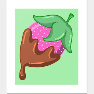 Chocolate Covered Strawberry Dripping in Chocolate Fresh Berry Dessert Design Posters and Art